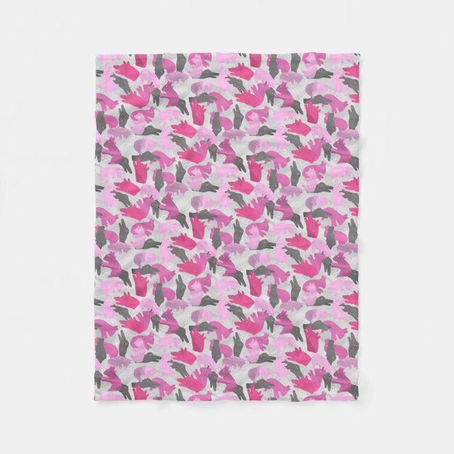 Couverture Polaire Camouflage animal Silhouette rose (Devant)