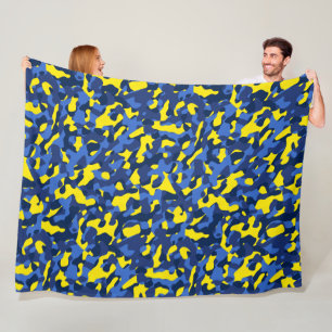 Couverture Polaire Camouflage bleu jaune Motif d'impression