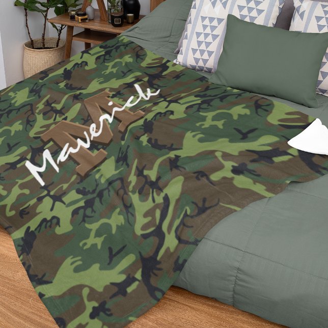 Couverture Polaire Camouflage de l'armée de monogrammes (Créateur téléchargé)