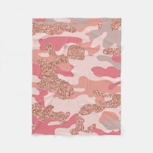 Couverture Polaire Camouflage Rose Gold Blush Pink Camo Motif de l'ar