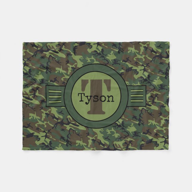 Couverture Polaire Camouflage Vert Personnalisé Toison Blanche pour a (Devant (Horizontal))