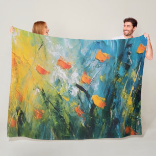 Couverture Polaire Campanules – Prairie florale abstraite en mouvemen