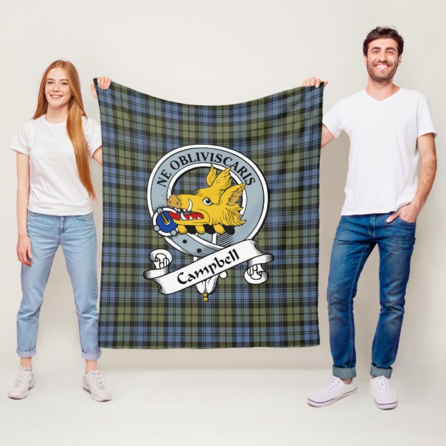 Couverture Polaire Campbell Faded Clan Badge Tartan Plaid (En situation)