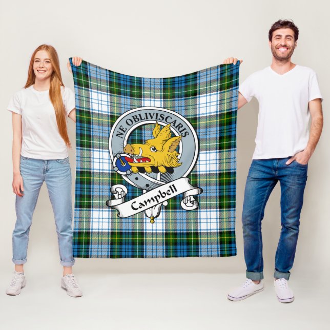 Couverture Polaire Campbell Robe Clan Badge Tartan Plaid (En situation)