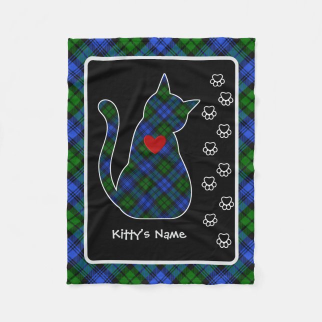 Couverture Polaire Campbell Tartan Kitty Personnalisé (Devant)
