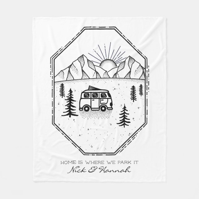 Couverture Polaire Camper Van Vie en plein air Camping personnalisé (Devant)