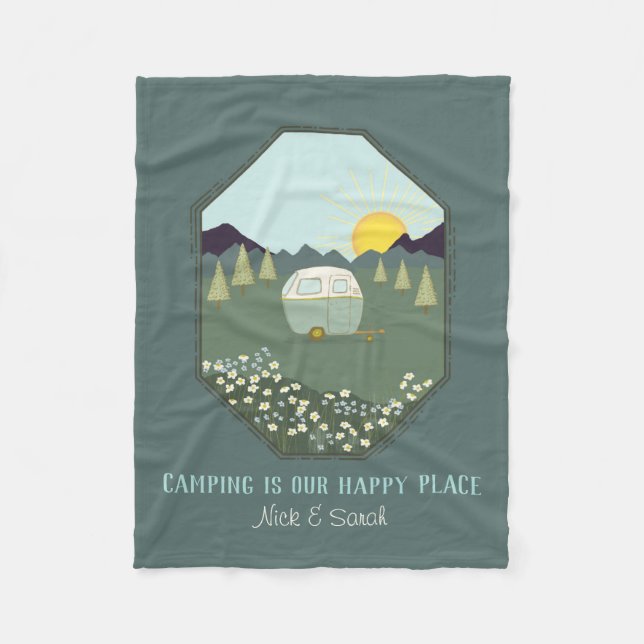 Couverture Polaire Camping Couples en plein air Camping Trailer Perso (Devant)