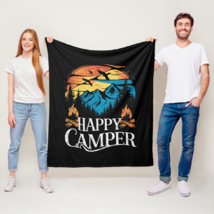 Couverture Polaire Camping heureux Rétro Vintage Équipe de camping co