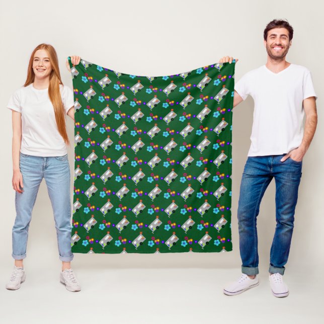 Couverture Polaire Camping Trailer avec Motif Hippie Flowers (En situation)