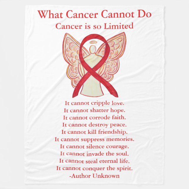 Couverture Polaire Cancer du Sang Rouge Sensibilisation Ruban Blanche (Devant)