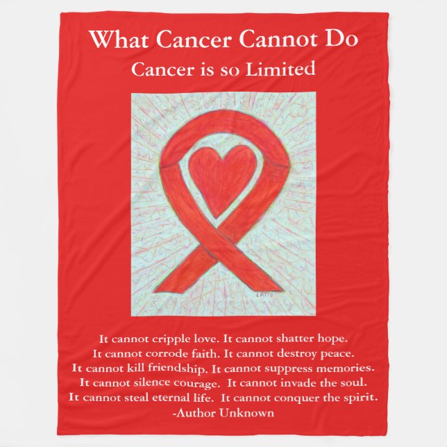 Couverture Polaire Cancer du Sang Rouge Sensibilisation Ruban Couvert (Devant)