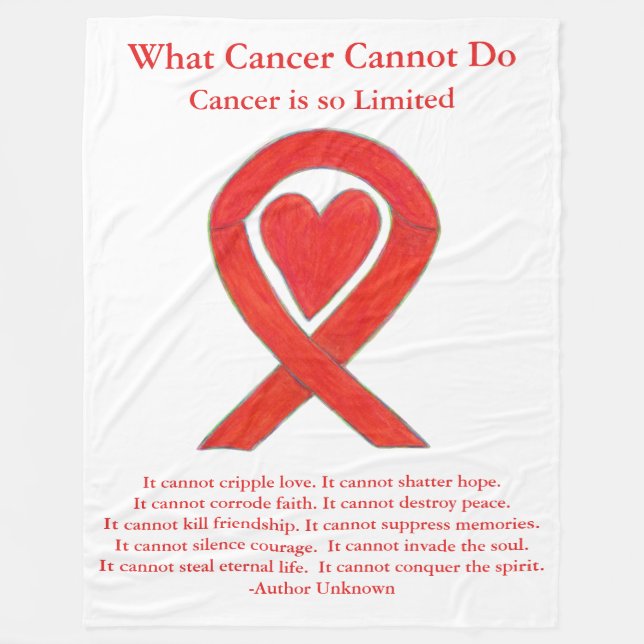 Couverture Polaire Cancer du Sang Rouge Sensibilisation Ruban Couvert (Devant)