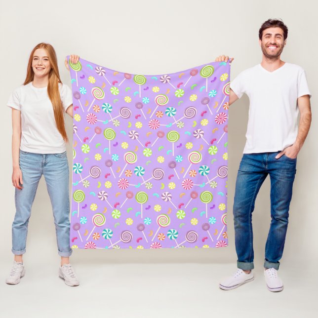 Couverture Polaire Candy de Lollipop rose violet Motif Blanche polair (En situation)