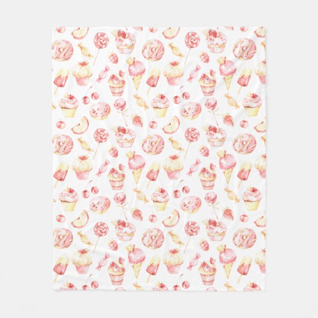Couverture Polaire Candy rose Motif Blanche polaire (Devant)
