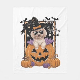 Couverture Polaire Caniche et citrouille doux et effrayants