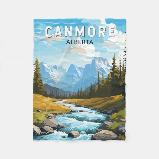 Couverture Polaire Canmore Canada Travel Art Vintage (Devant)