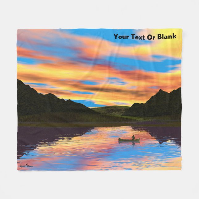 Couverture Polaire Canot Sur Sunset Lake Jeter Blanket (Devant (Horizontal))