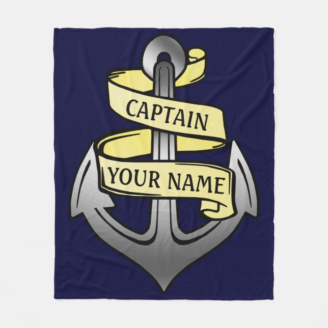 Couverture Polaire Capitaine de bateau personnalisable votre Ancre (Devant)