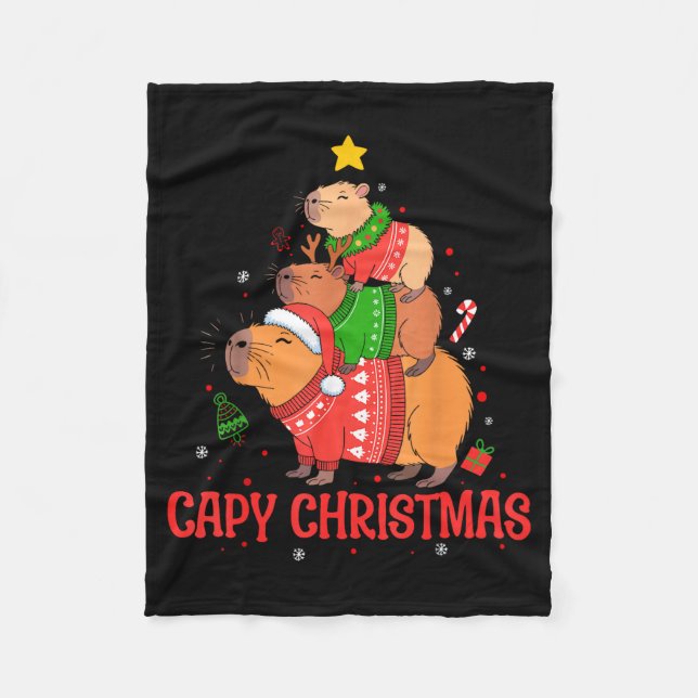 Couverture Polaire Cappy Holidays Capybara Christmas Cute Capy Xmas T (Devant)