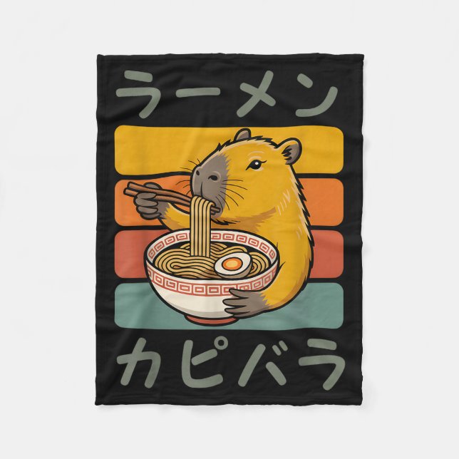 Couverture Polaire Capybara Anime Graphic Ramen Kawaii Japanese Vinta (Devant)