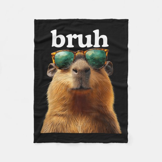 Couverture Polaire Capybara Bruh With Sungles Funny Meme Lovers Men W (Devant)