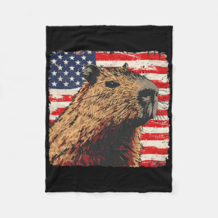 Couverture Polaire Capybara Drapeau Usa Amoureux Du 4 Juillet 