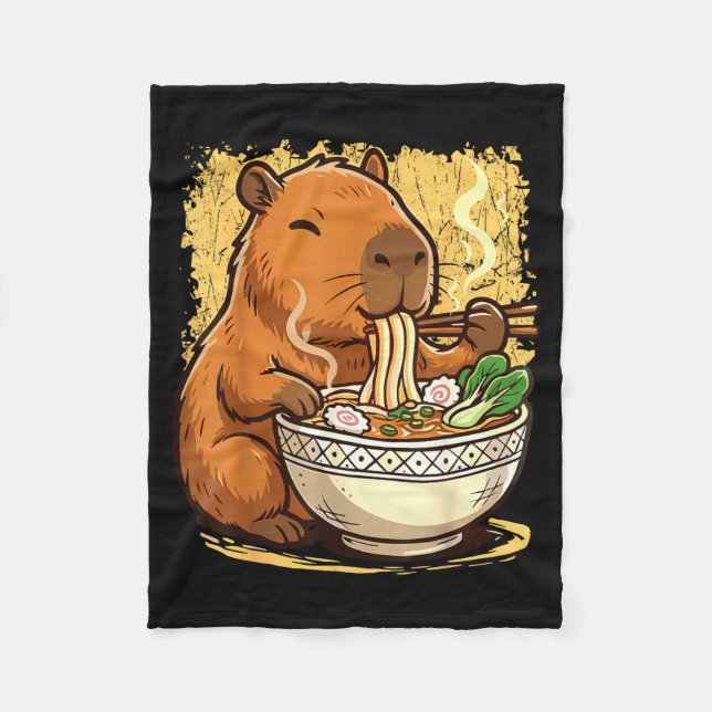 Couverture Polaire Capybara Eating Ramen Noodles  (Devant)