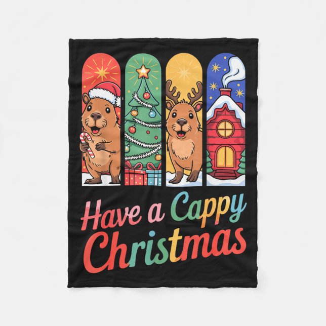 Couverture Polaire Capybara Reindeer Xmas Have A Capy Christmas  (Devant)