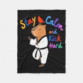 Couverture Polaire Capybara Taekwondo Restez Calme Drôle