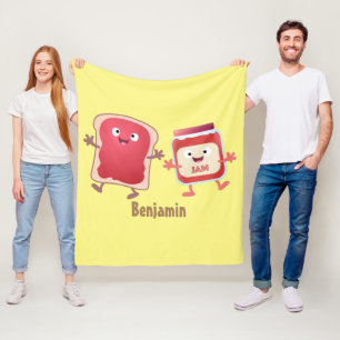 Couverture Polaire Caractères de dessins animés sur le pain et la con