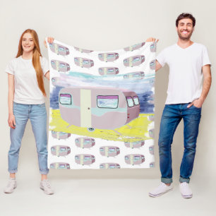 Couverture Polaire Caravane Motif rose mignonne
