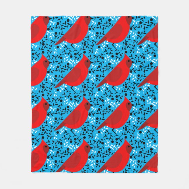Couverture Polaire Cardinal rouge moderne et vignes sur mesure (Devant)
