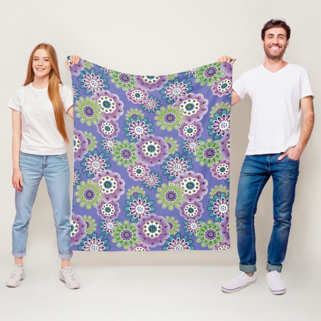 Couverture Polaire Caricature amusante Abstraite fleurs fleuris enfan (En situation)