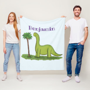 Couverture Polaire Caricature de dinosaure de brontosaurus vert migno