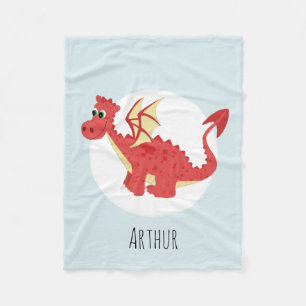 Couverture Polaire Caricature de dragon mignonne rouge gallois avec u