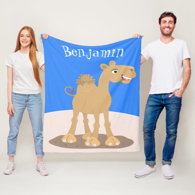 Couverture Polaire Caricature de dromadaire joyeux et souriant (En situation)