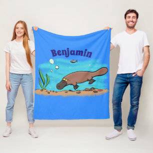 Couverture Polaire Caricature de natation de Cute platypus