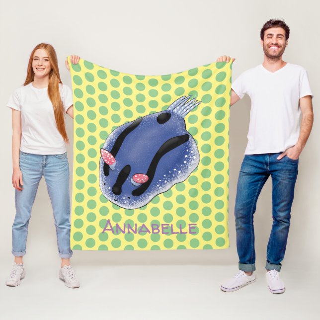 Couverture Polaire Caricature de nudibranche bleu mignon (En situation)