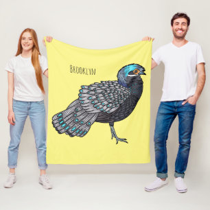 Couverture Polaire Caricature d'oiseau de faisan paon de Bornéo