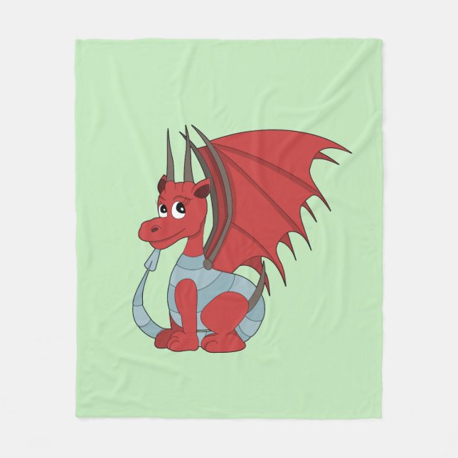 Couverture Polaire Caricature Dragon Rouge (Devant)