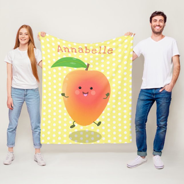 Couverture Polaire Caricature jaune mangue mignonne (En situation)