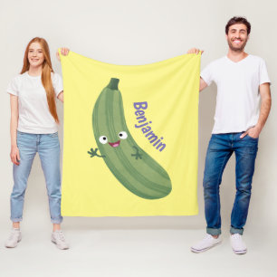 Couverture Polaire Caricature joyeux de courgettes mignonnes