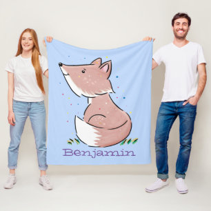 Couverture Polaire Caricature pour bébé renard