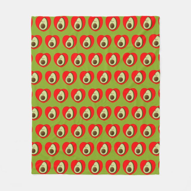 Couverture Polaire Caricature Vert De L'Avocado Dans Le Coeur Rouge (Devant)