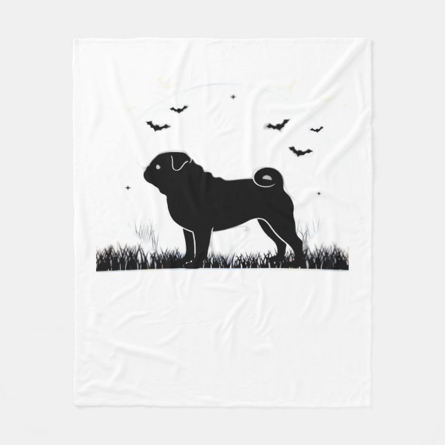 Couverture Polaire Carlin Chien - Halloween Lune Silhouette Classique (Devant)