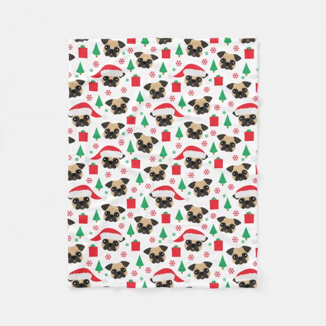 Couverture Polaire Carlin de Noël mignon (Devant)