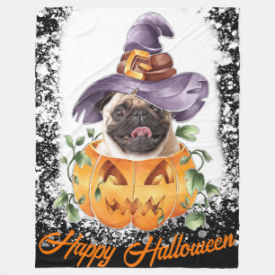 Couverture Polaire Carlin d'Halloween à Jackolantern Happy Halloween