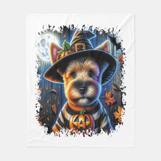 Couverture Polaire Carré d'Halloween de Chien Terrier (Devant)