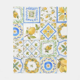 Couverture Polaire Carré Motif Sicilienne Lemons Watercolor