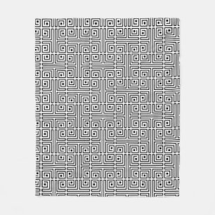Couverture Polaire Carré noir blanc Labyrinthine Motif optique